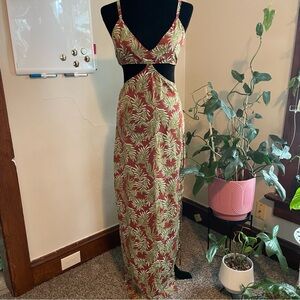 Nasty Gal Palm Print Maxi Dress 0